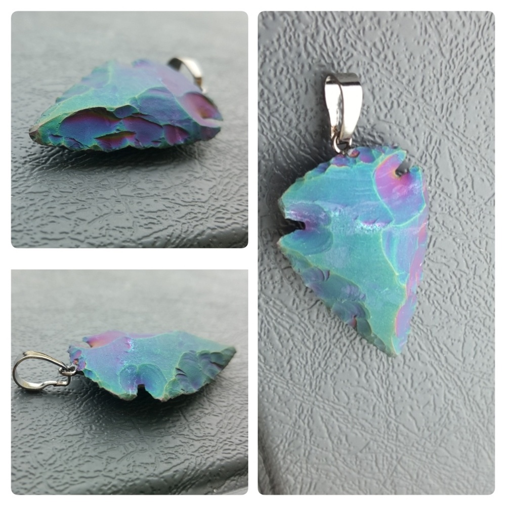 💕 5🌟(LAST 1) Indian Onyx Agate Arrowhead Pendant - Picture 5 of 6